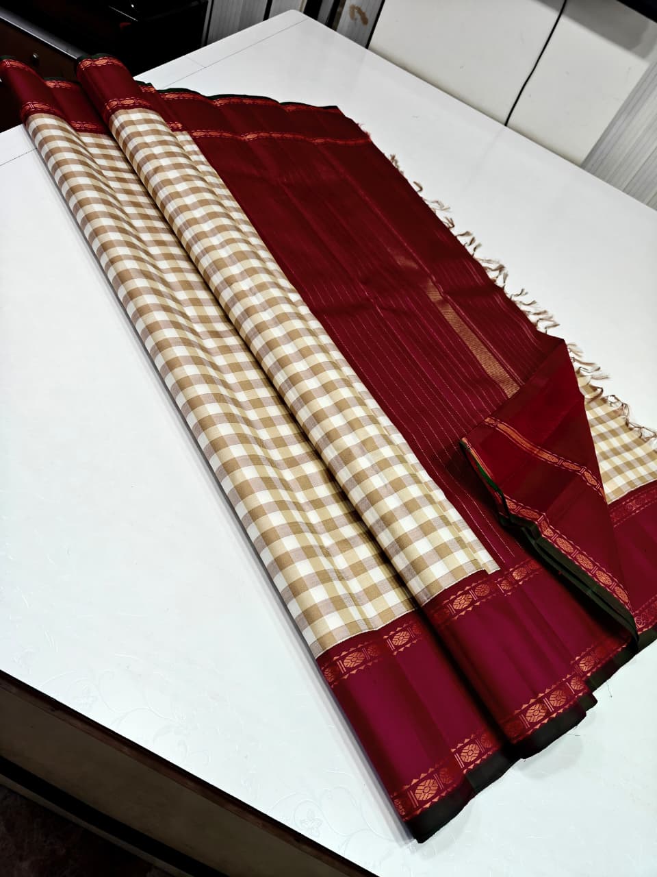 Vintage Korvai Pure Kanchipuram Silk Saree